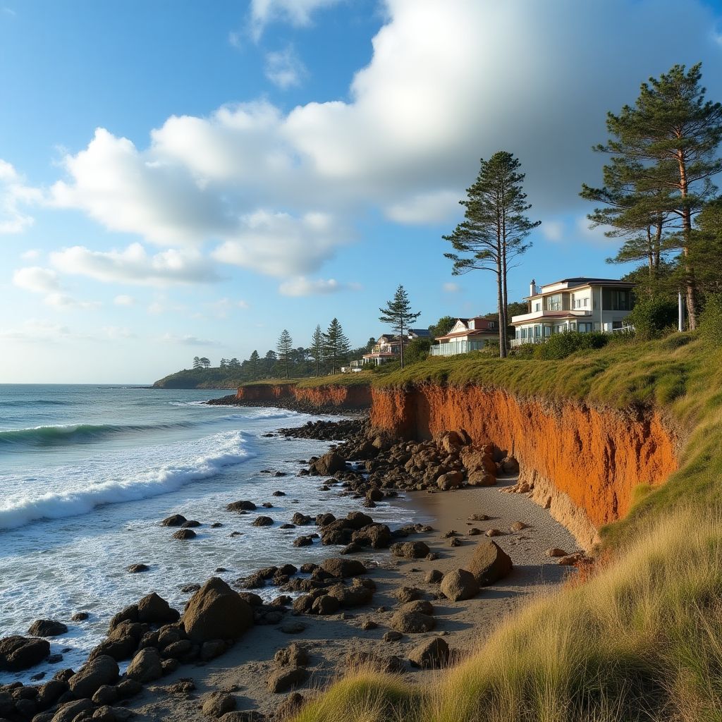 Beaumaris beachfront with cliffs and bay views
